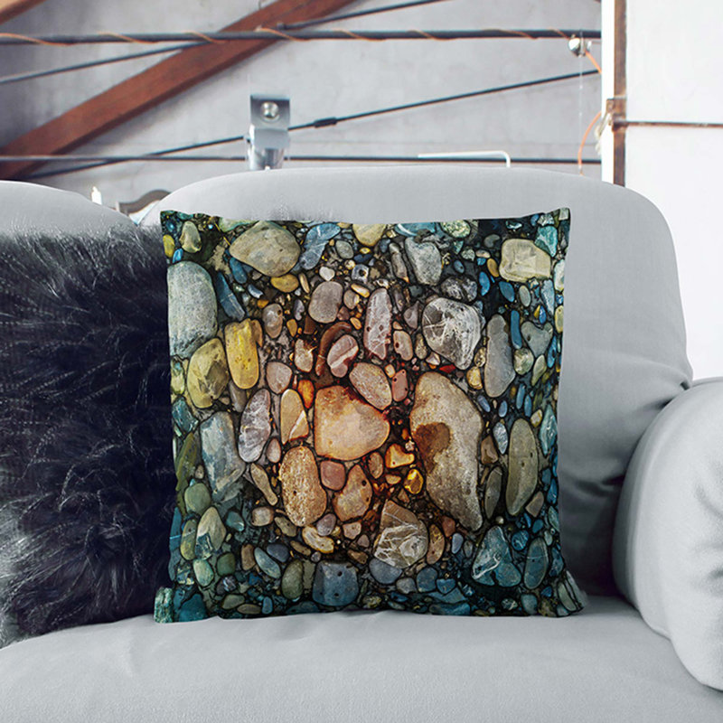 Square Throw Cushion, 40cm H x 40cm W x 15cm D, Stone