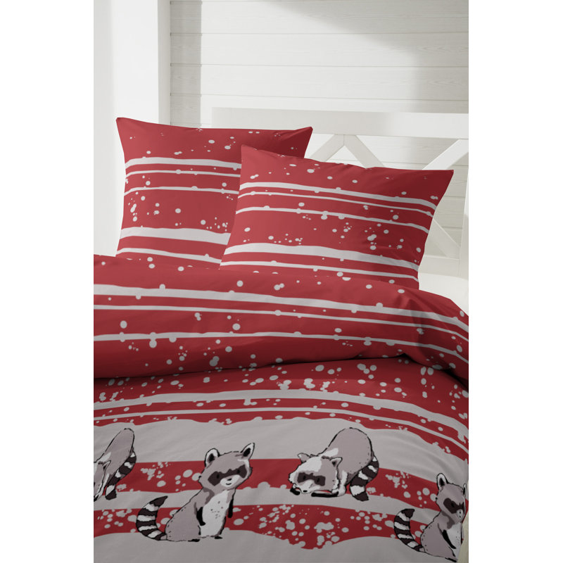 Cotton 91 TC 2 Piece Duvet Cover Set, Single - 1 Pillowcase (80 x 80 cm), Brown/Red