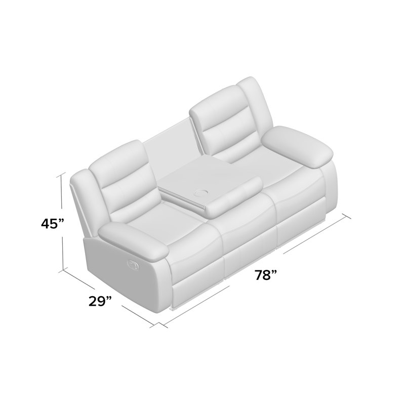 Trista 78'' Faux Leather Reclining Sofa, Brown Faux Leather