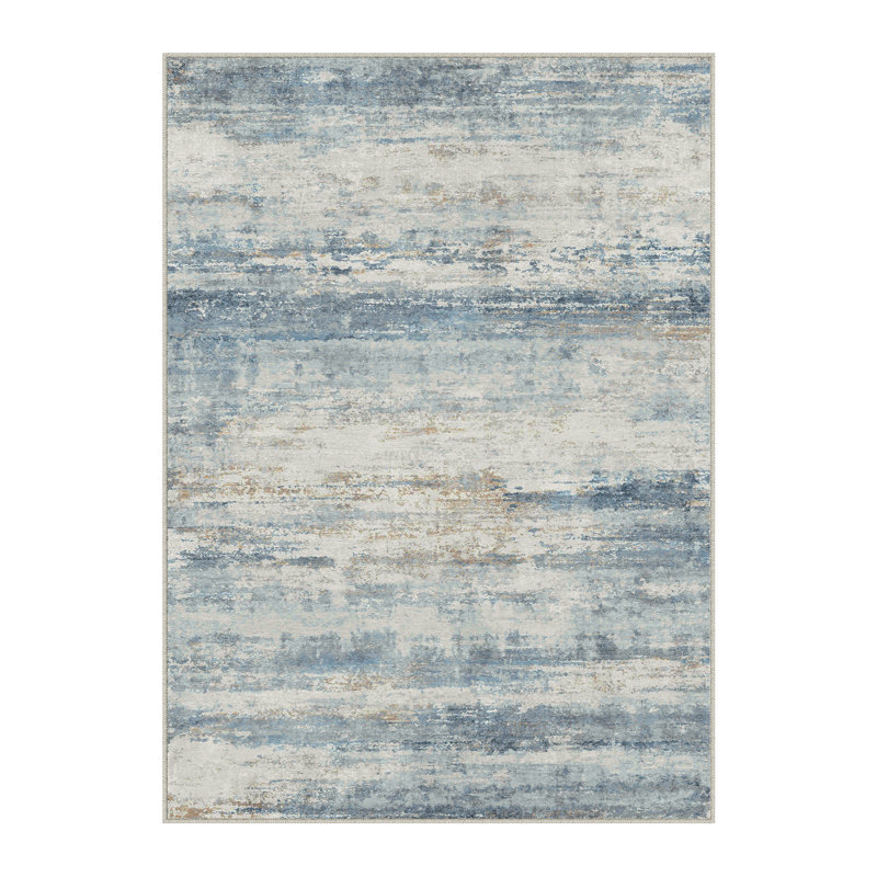 Tapis bleu abstrait Licia, Rectangle 8 pi 6 po x 11 pi 6 po