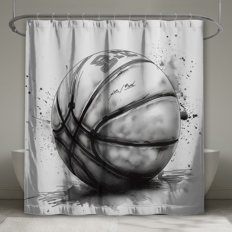 Rideau de douche Basketball - Sports Modern Decor, L 70 po x H 93 po