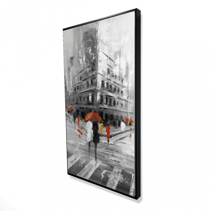Greyish flatiron building - 24"x48" Framed canvas