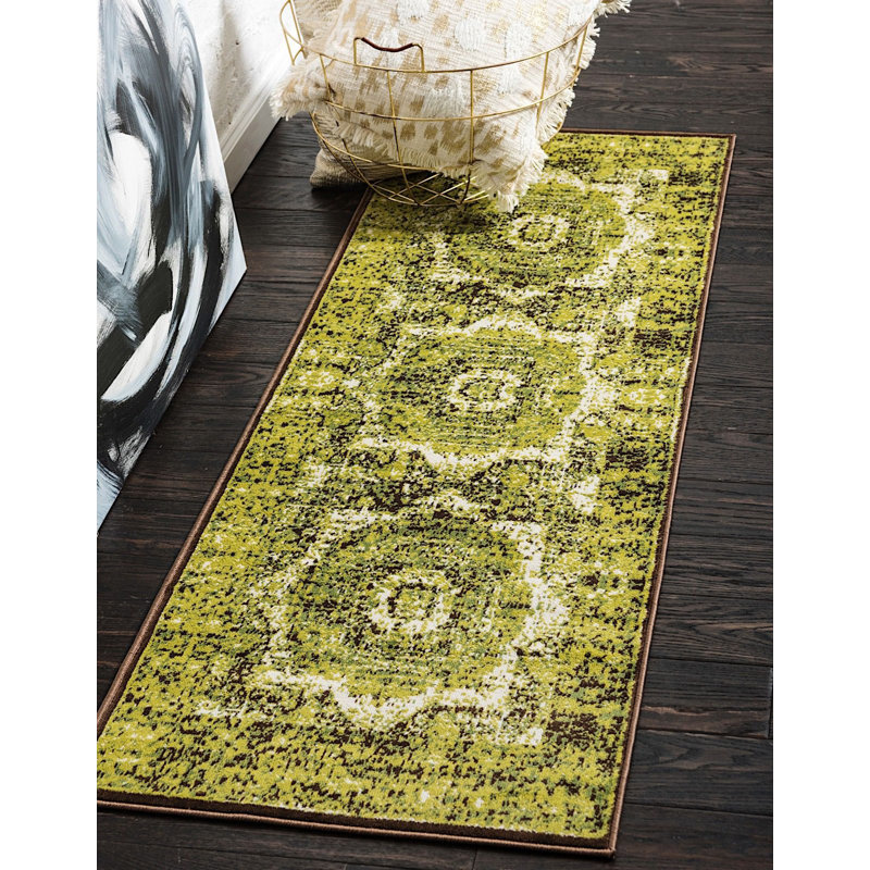 Tapis oriental majestueux Citron, Tapis de couloir 2 pi x 6 pi