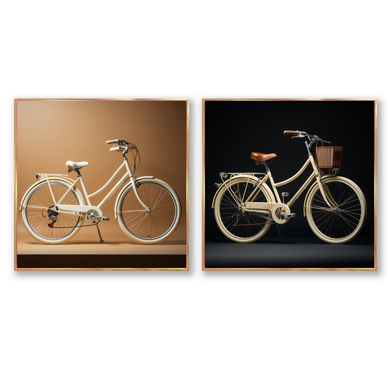 Itinerary - Ensemble de 2 vélos carrés, Cadre flottant doré, H 36 po x l 73 po