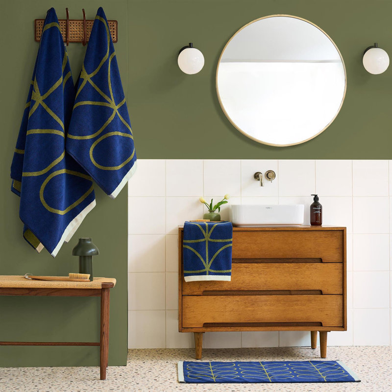 Linear Stem Navy/Olive 50x90 Bath Mat