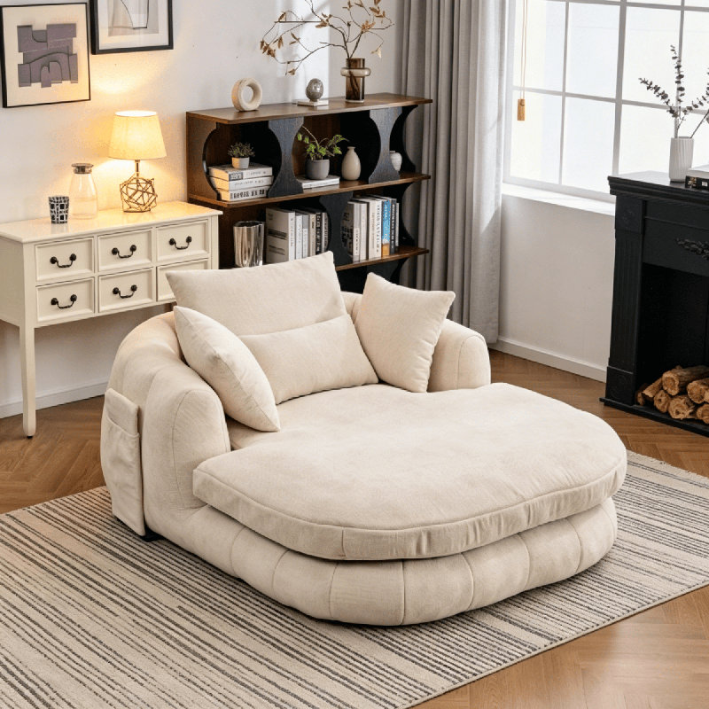 Upholstered Chaise Lounge, CSN-W5807S00003White991-1