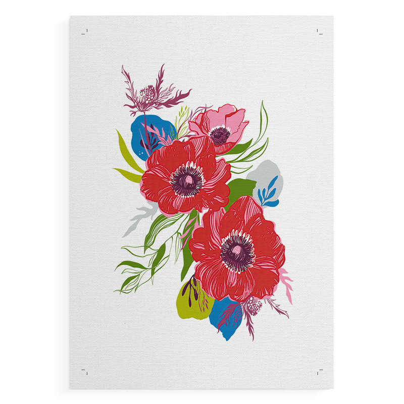Brilliant Poppies II - Impression sur toile seulement - NON CADRE, H 48 po x l 32 po