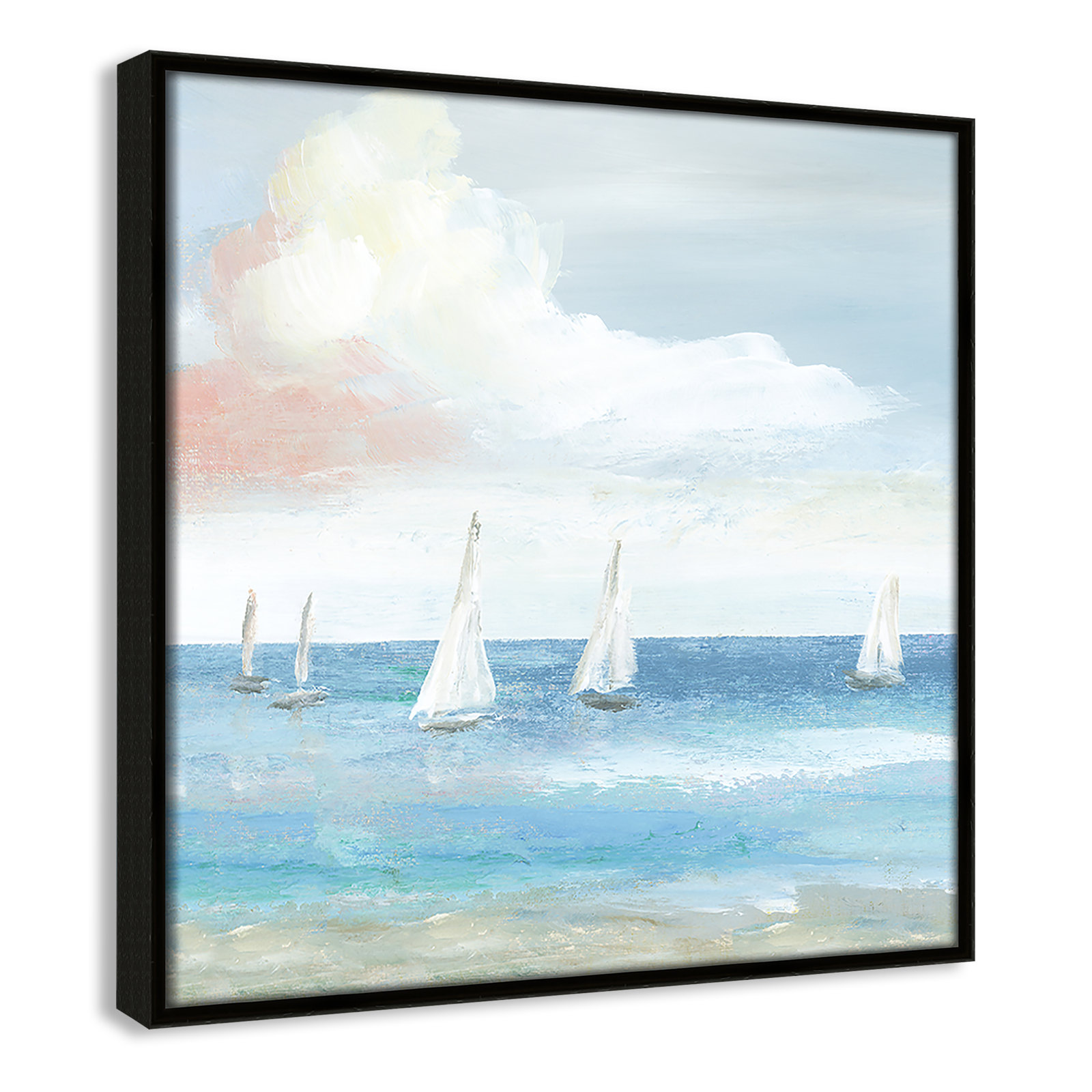 Ibis "Beach Sail Bliss" Print by Nan, 13.5" H x 13.5" W x 2" D, Espresso