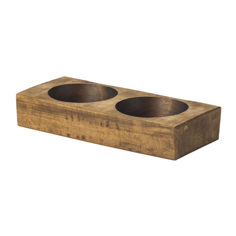2 Hole Cheese Mold Candle Holder, Wooden Candle Holders for Table Centrepieces, Brown