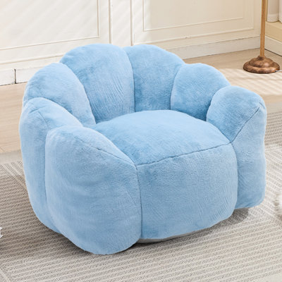 Fauteuil bleu pour adultes, anneau de traction pour la mobilité, fausse fourrure, conception antidérapante, mousse haute densité, fauteuil de détente pour salon et dortoir, tissu d'oreiller ergonomique, base, confort de chambre à coucher approprié