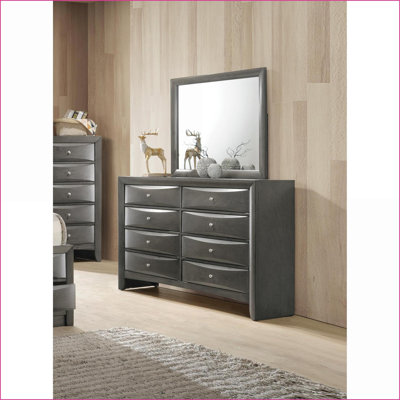 Commodes et amp; Garde-robes | Commode 5 tiroirs en chêne gris avec menuiserie queue d'aronde | Gris | Bois synthétique