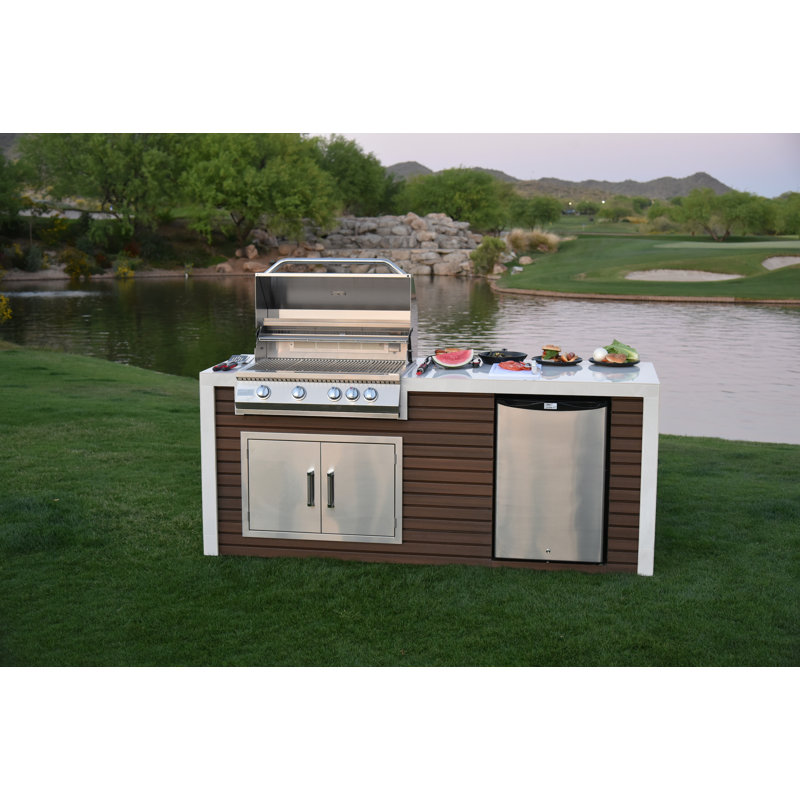 KoKoMo Grills Built In BBQ Island with 4 Burner BBQ Grill Wood Siding and Fan - Thumbnail 3