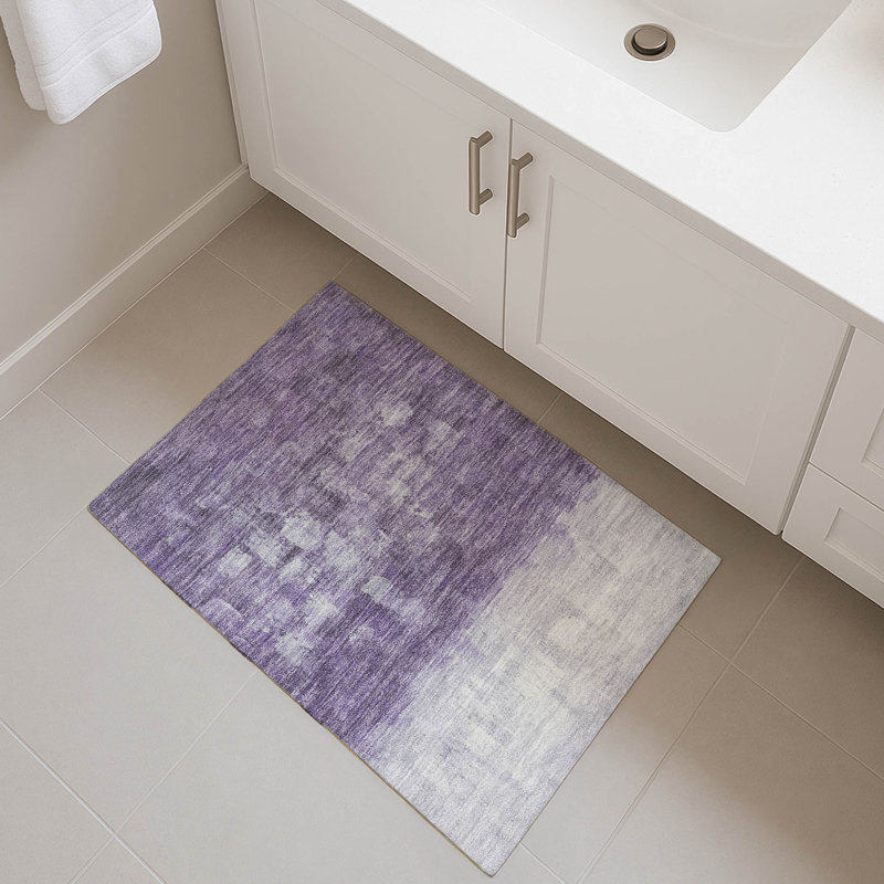 Premium Machine Washable Mayfield Abstract Rug, 1'8" x 2'6", Purple