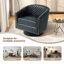 Petit fauteuil pivotant tonneau capitonné Bennett avec garniture cloutée Bennett-482296147