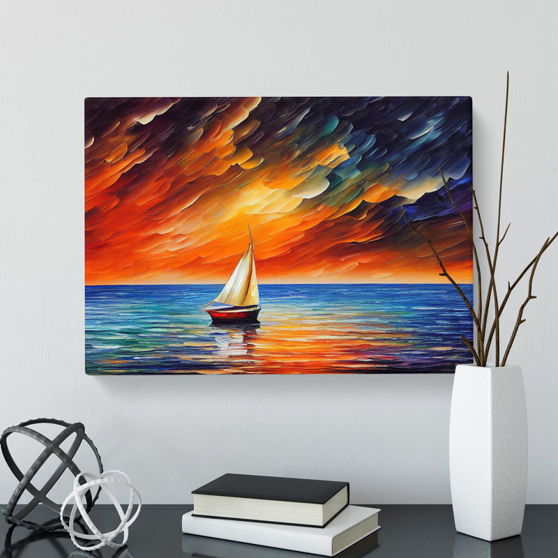 Sailing Boat On The Ocean Vol.2 Abstract - Wrapped Canvas, 35cm H x 50cm W x 3cm D