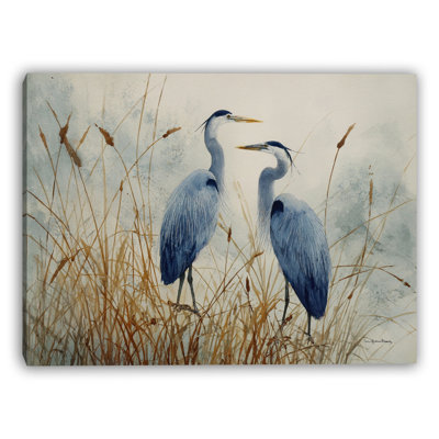 «Marshland Blue Herons», art mural sur toile tendue