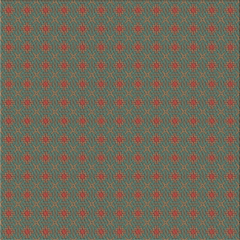 Tapis vert/orange à motifs Nergizli, Carré 5 pi