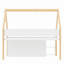 Lit mezzanine double pleine grandeur avec escalier de rangement, tablettes, armoires et lumières DEL, blanc et naturel-838272486