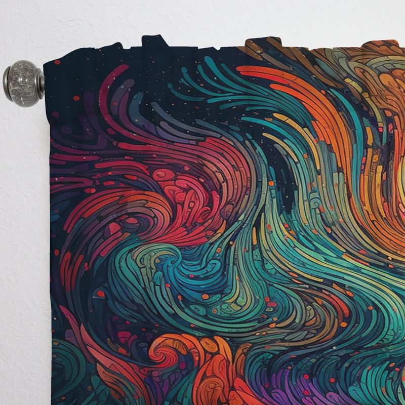 Diem - Rainbow Colored Waves III - Rideau moderne - Velours obscurcissant - 1 panneau, L 52 po x L 120 po
