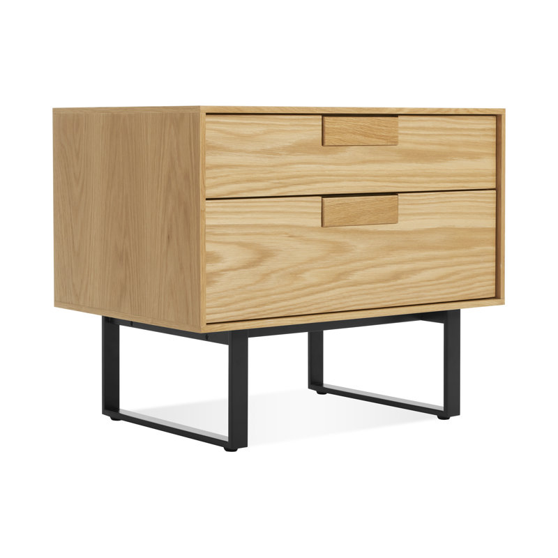 Series 11 24'' W Metal Nightstand, Black/White Oak