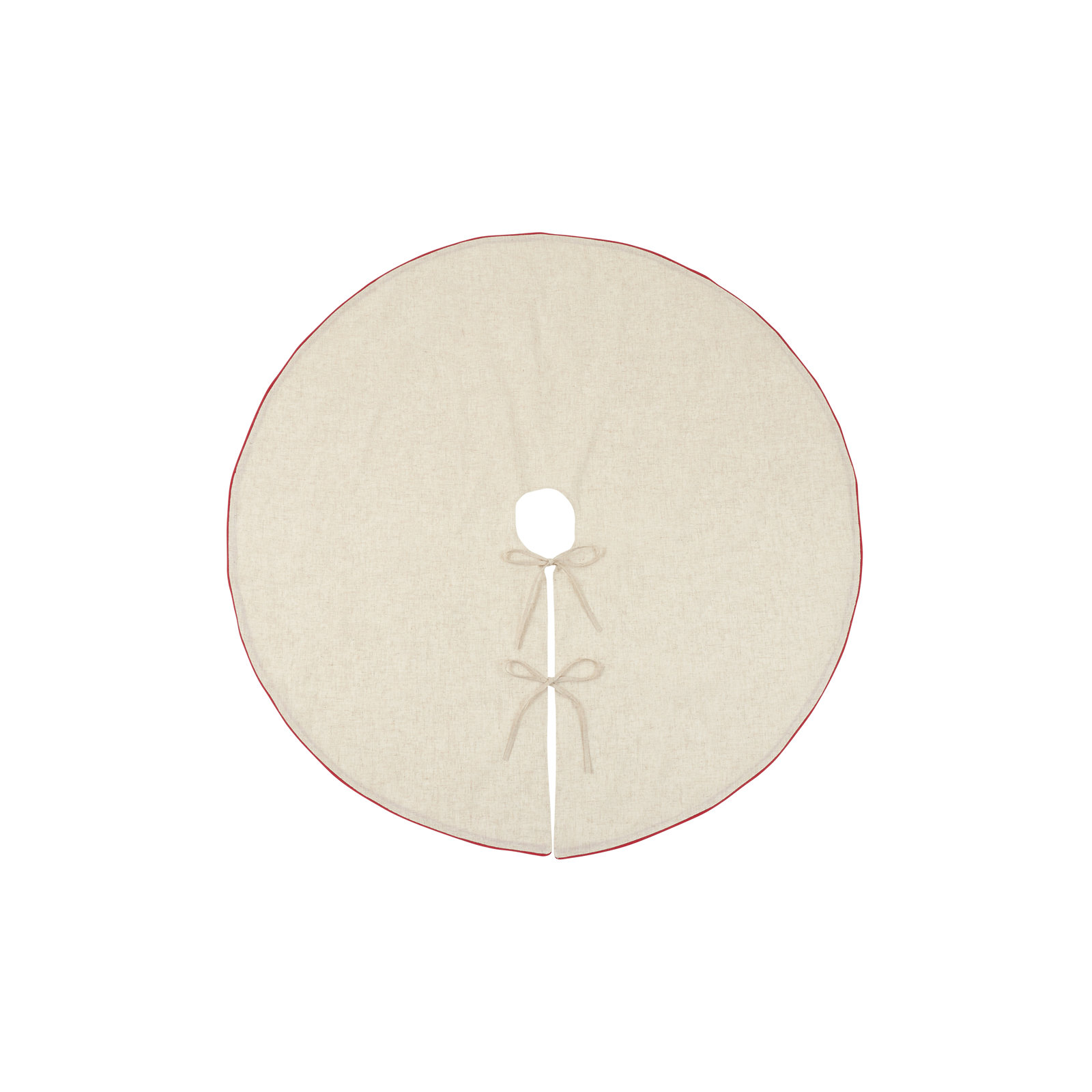Nylah Tree Skirt, Natural/Red Piping, 84"