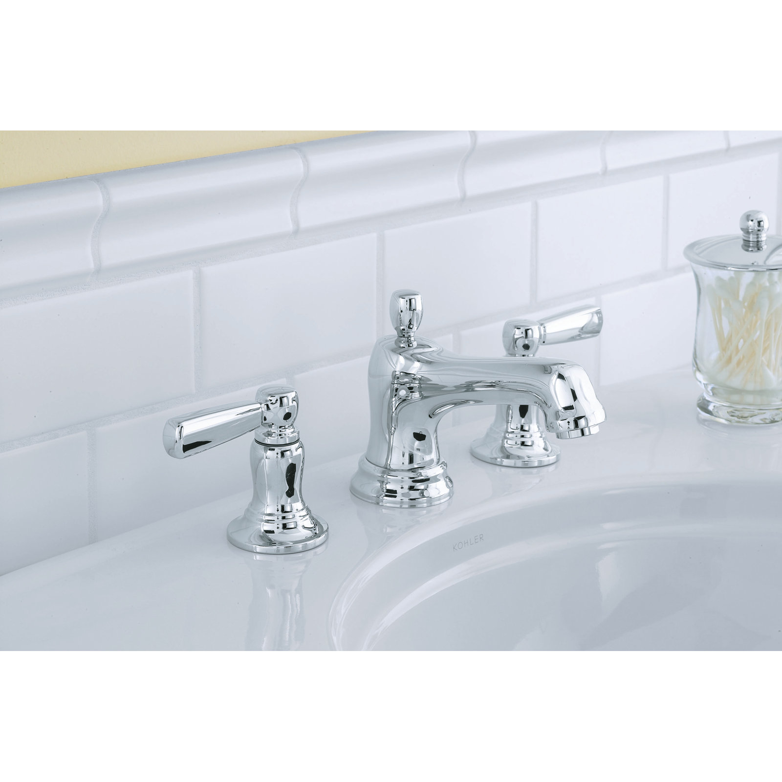 Bancroft Widespread Bathroom Faucet with Drain, Polished Chrome