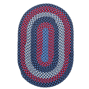 Tapis bleu / rouge en coton tressé Farmhouse