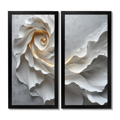 Danse cosmique blanche et dorée de la joie - spirales abstraites, ensemble d'art mural abstrait doré de 2
