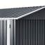 Remise de rangement extérieure en métal 10 x 8 pi avec porte verrouillable et fenêtre transparente, remise à outils en acier toutes saisons avec cadre de plancher, 4 évents pour jardin, cour, patio, gris
