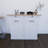 White Kitchen Trash Can Storage Cabinet With 2 Drawers And 1 Tilting Trash Cabinet And 1 Door With Storage Rack And 2 Shelves