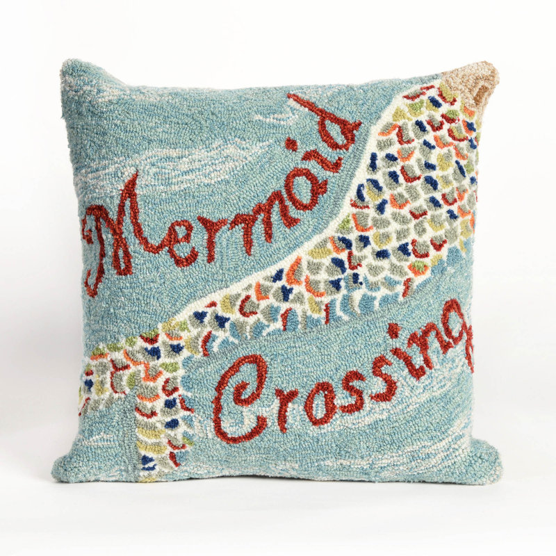  Mermaid Crossing Water Throw Pillow