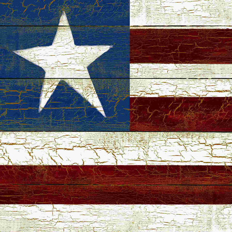 Drapeau en bois Americana, H 12 po x l 12 po x P 1,25 po