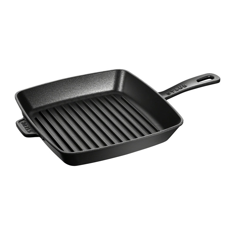 Gril américain carré en fonte 26 cm, Noir, noir, noir, noir