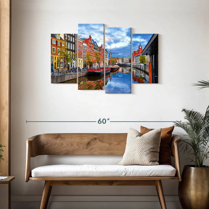 Picturesque amsterdam canal Sireci, H 27 po x l 43 po