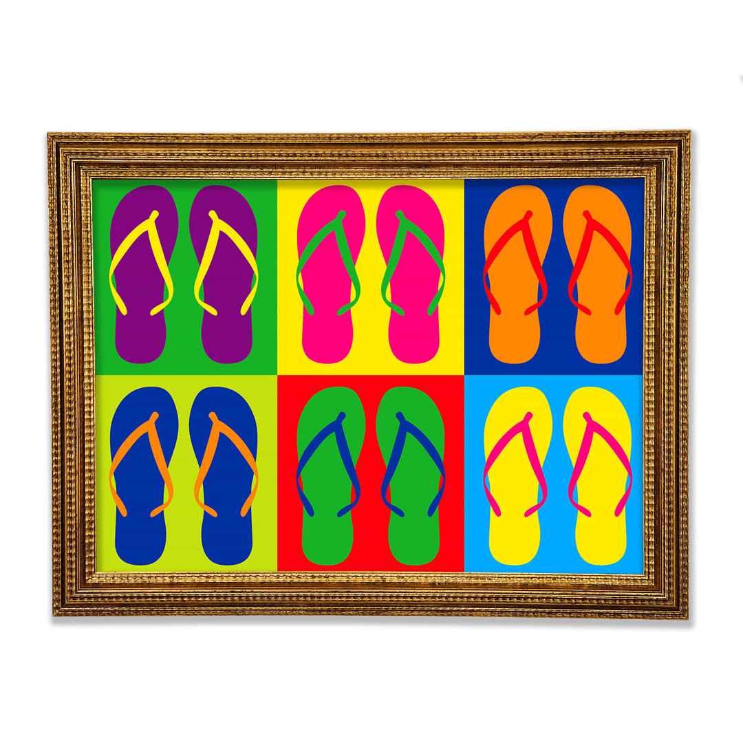 Gerahmtes Wandbild Pop Art Flip Flops