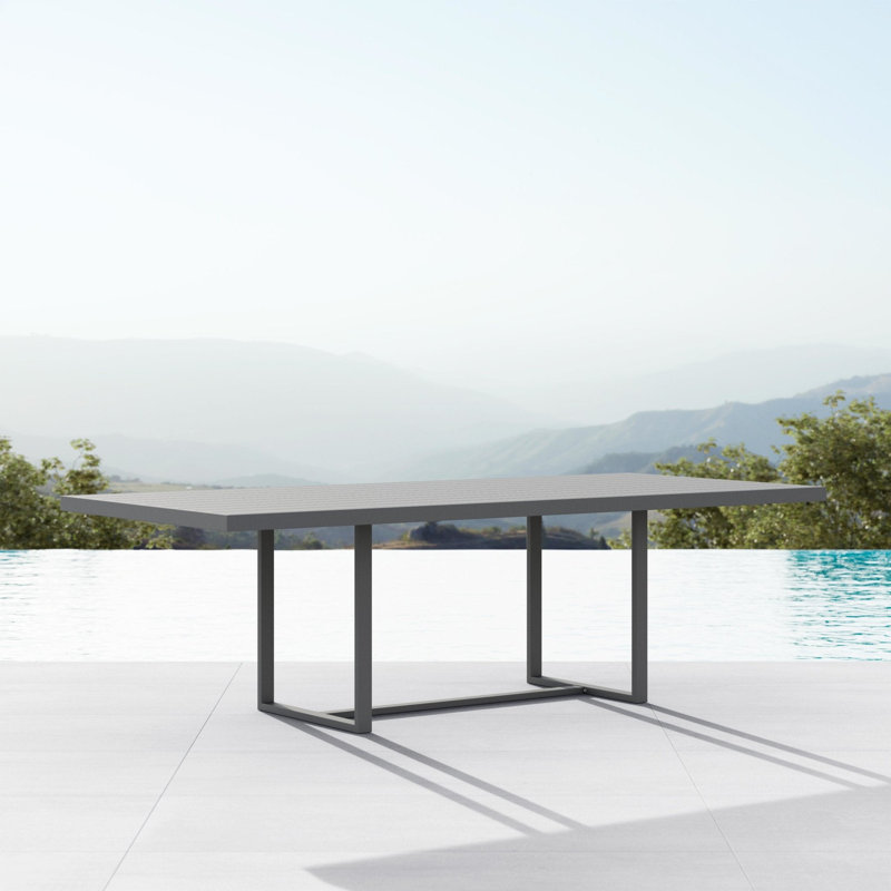 Pavia Power Coated Aluminum Dining Table, Matte Charcoal, 43.5" W x 96.06" L x 29.13" H