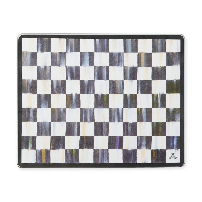 Courtly Check Glass Cutting Board, Set Of 2, Black/White