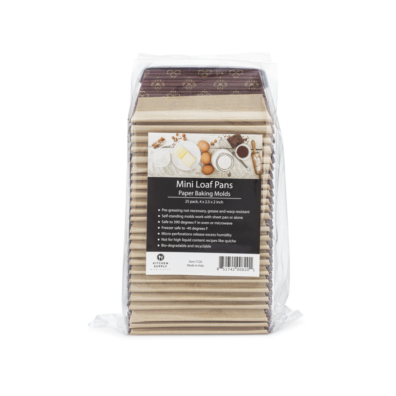 Kitchen Supply Wholesale 2'' x 4'' Non-Stick Paper Mini Loaf Pan