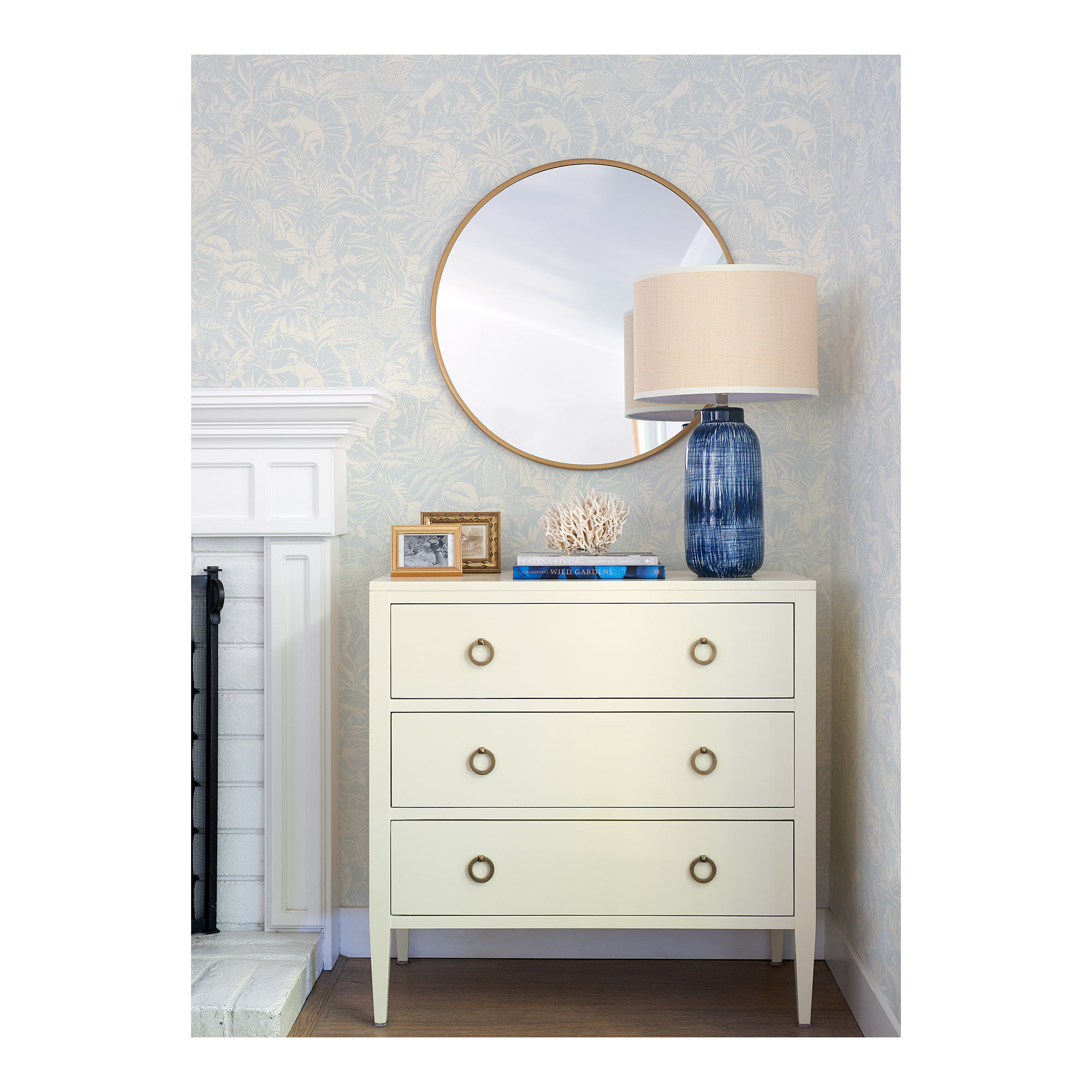 Cheri Floral Wallpaper, Light Blue