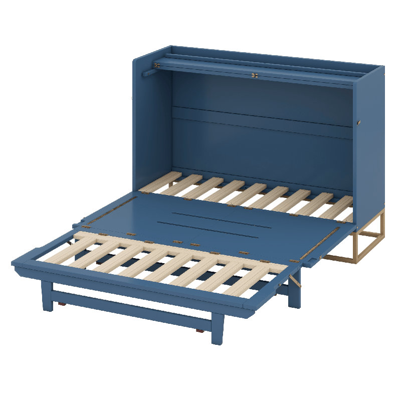 Lit escamotable avec pieds en fer, Bleu