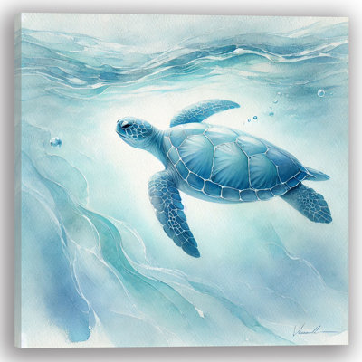 Calm Sea Turtle Wrapped Canvas Wall Art