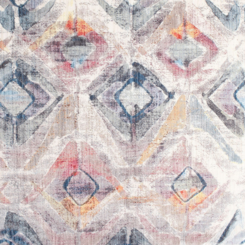 Tapis abstrait gris / bleu mer, Carré 6 pi