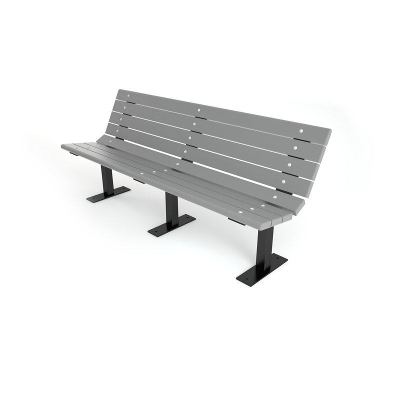 Banc de parc en plastique recyclé Contour, Aucun, 6 pi, Gris