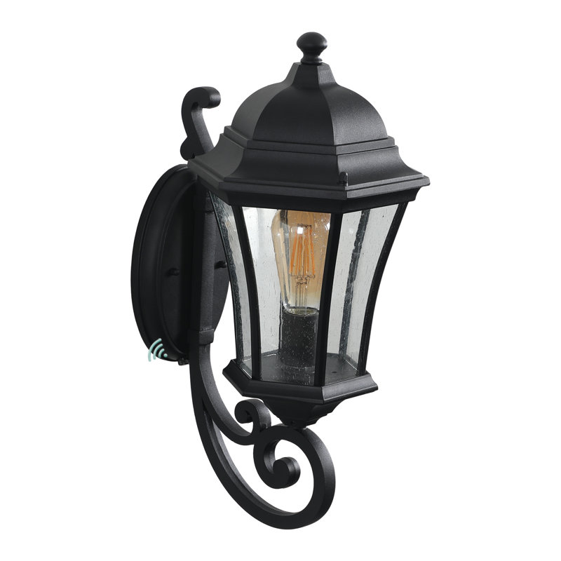 Applique murale d'extérieur 19,5 po en métal noir rétro - Lanterne intemporelle pour porche, patio et jardin (ampoule non incluse)