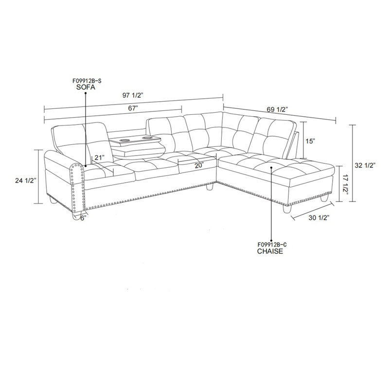 Louvenia Upholstered L-Shaped Sectional, Black Faux Leather, Right Hand Facing