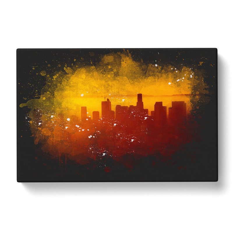 Downtown Los Angeles At Sunset - Wrapped Canvas Painting, 60cm H x 91cm W x 3cm D