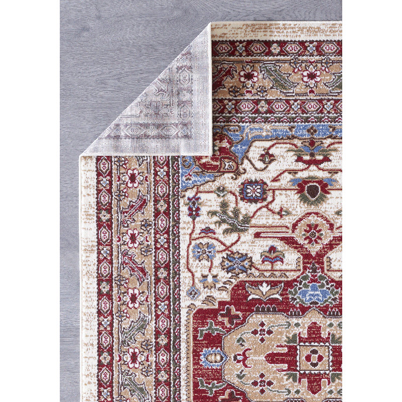 Tapis rouge / crème à motif oriental Wisconsin, Rectangle 2 pi 6 po x 4 pi 9 po