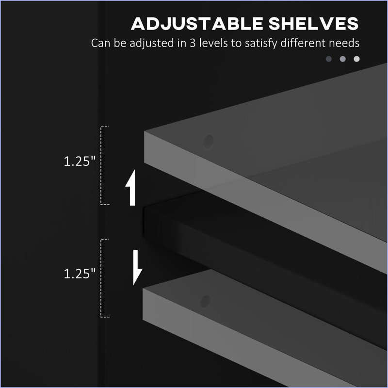 Cabinets Bathroom Storage Tall Narrow with Adjustable Shelves, 2 Cabinets &amp; Countertop, Black | Contemporary | P2 Grade MDF