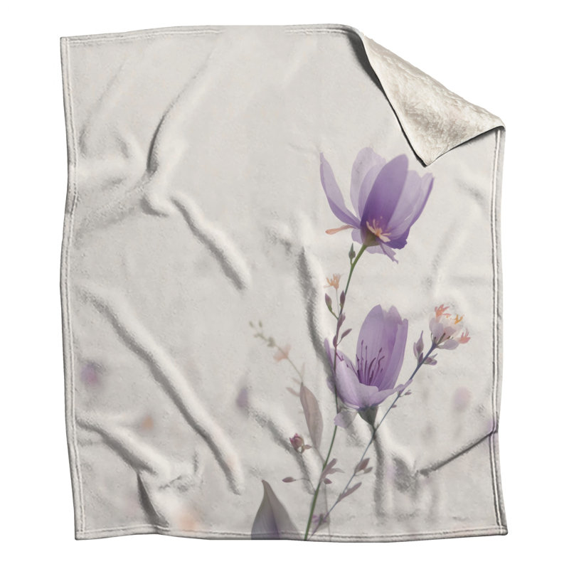Couvertures mauves fleurs mauves, 60in W x 80in H