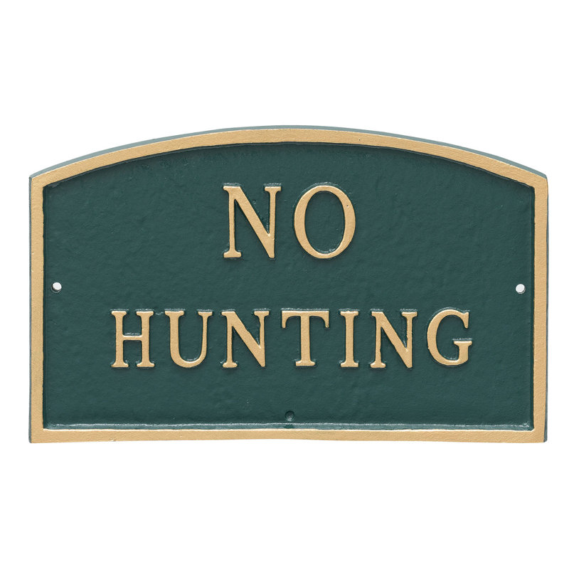 Plaque de jardin sans relevé de chasse, Vert forêt / doré, H 5,5 po x l 9 po x P 0,25 po